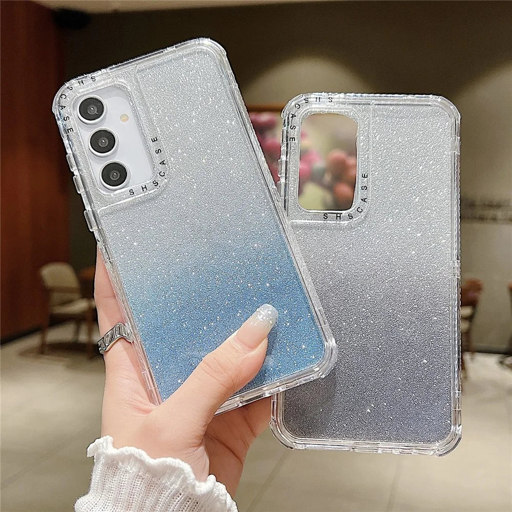 For Samsung Galaxy A55 5G Case Glitter Design PC+TPU Shockproof Phone Cover - Pink - 7