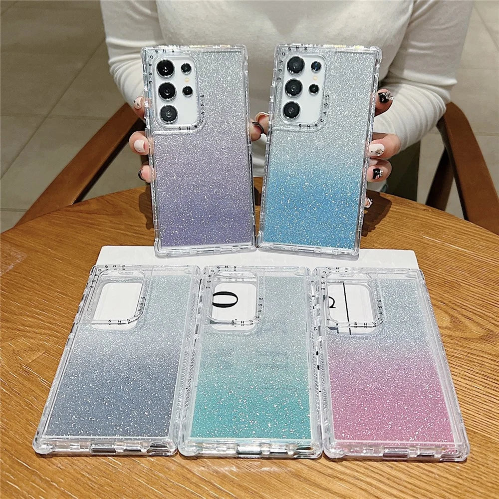 For Samsung Galaxy S24 Ultra Case Glitter Design PC+TPU Shockproof Phone Cover - Pink - 7