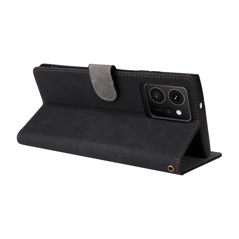 For HMD Skyline Wallet Case RFID Blocking PU Leather Cover Stand View - Black - 4