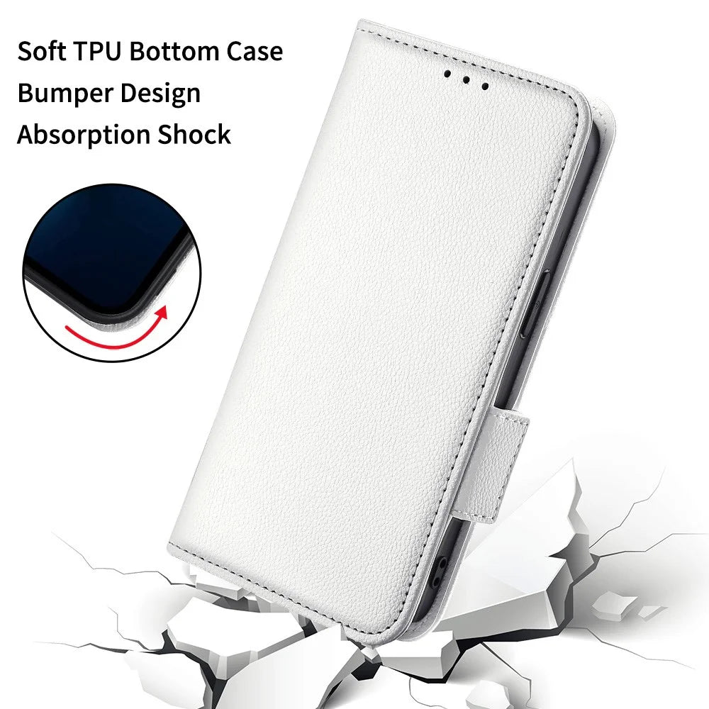 For HMD Skyline Case with Wrist Strap Litchi Texture PU Leather Wallet Phone Cover - White - 6