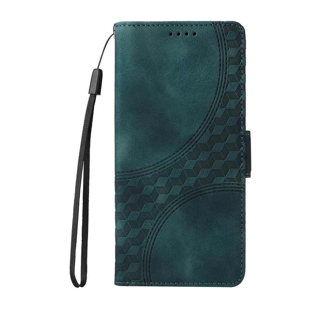 For Samsung Galaxy S25 Case PU Leather Phone Cover Rhombus Starry Imprinted - Green - 5
