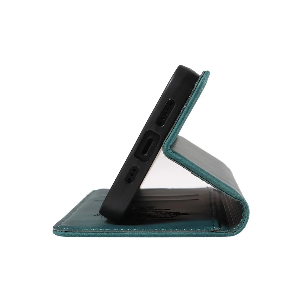 BETOPNICE 003 For Samsung Galaxy S25 Wallet Case Leather Phone Cover with Stand - Green - 4