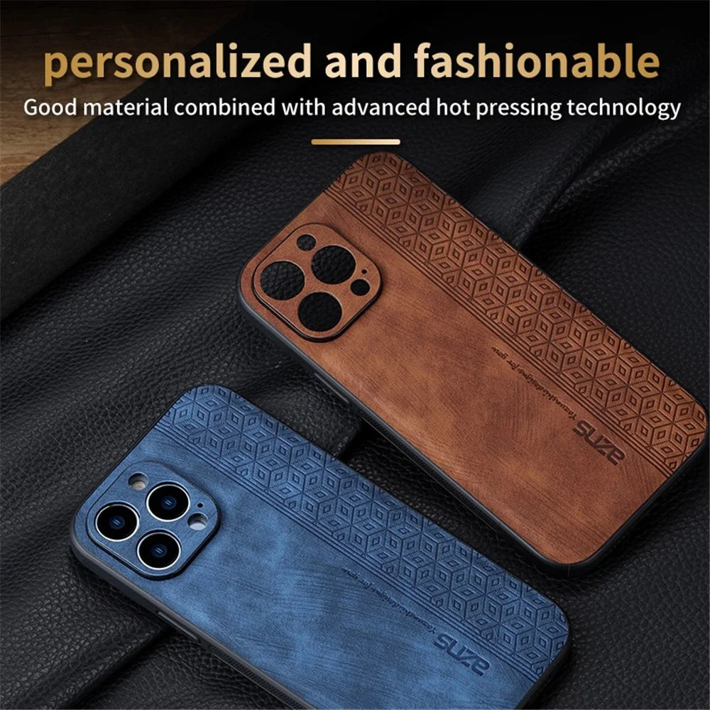 AZNS For iPhone 12 Pro Max 6.7 inch Slim Fit Cell Phone Case Imprinted Pattern PU Leather+TPU Phone Cover - Brown - 4