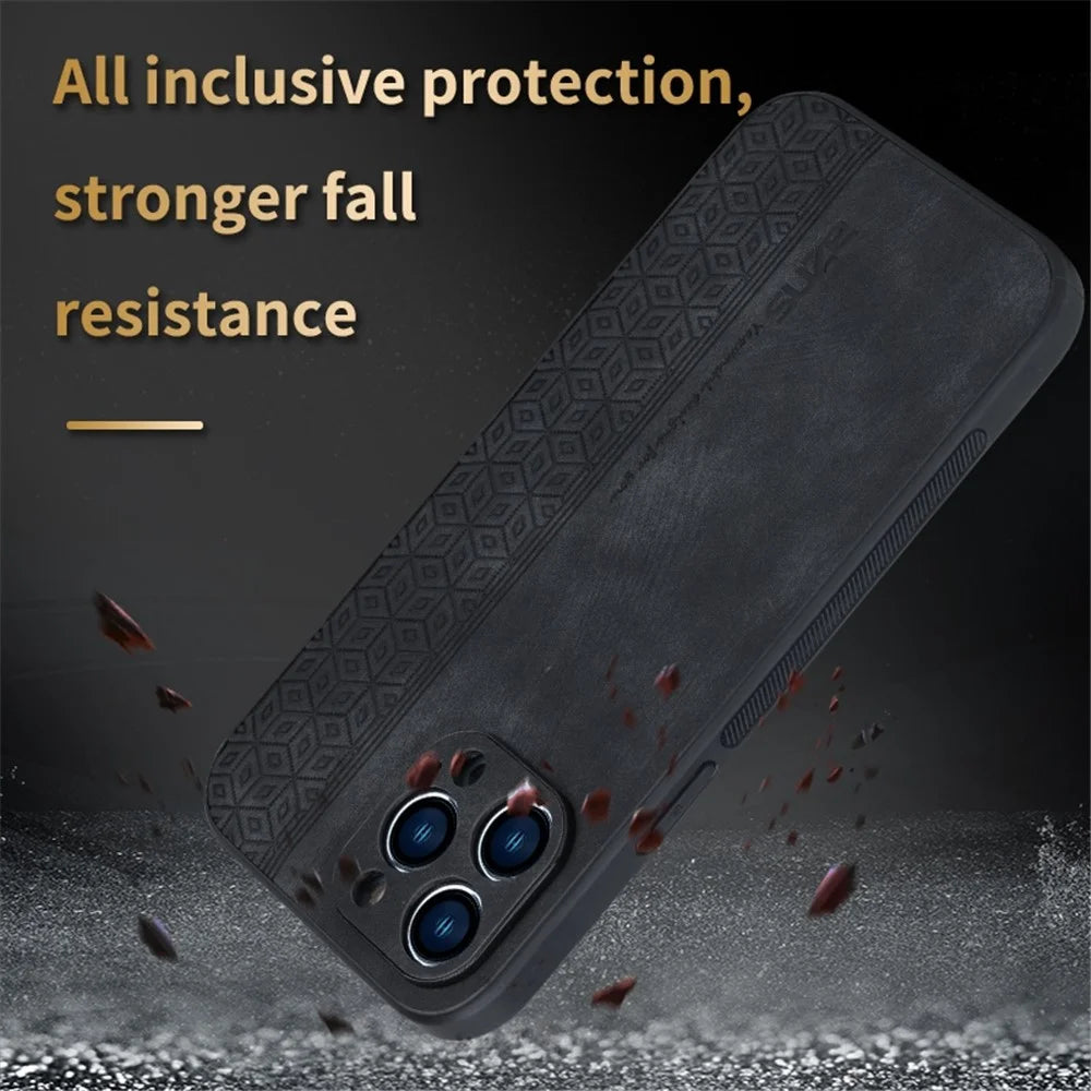 AZNS For iPhone 12 Pro Max 6.7 inch Slim Fit Cell Phone Case Imprinted Pattern PU Leather+TPU Phone Cover - Brown - 6