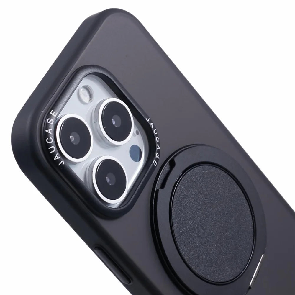 JAUCASE For iPhone 16 Pro Case Rotary Kickstand PC+TPU Phone Cover Compatible with MagSafe - Black - 6