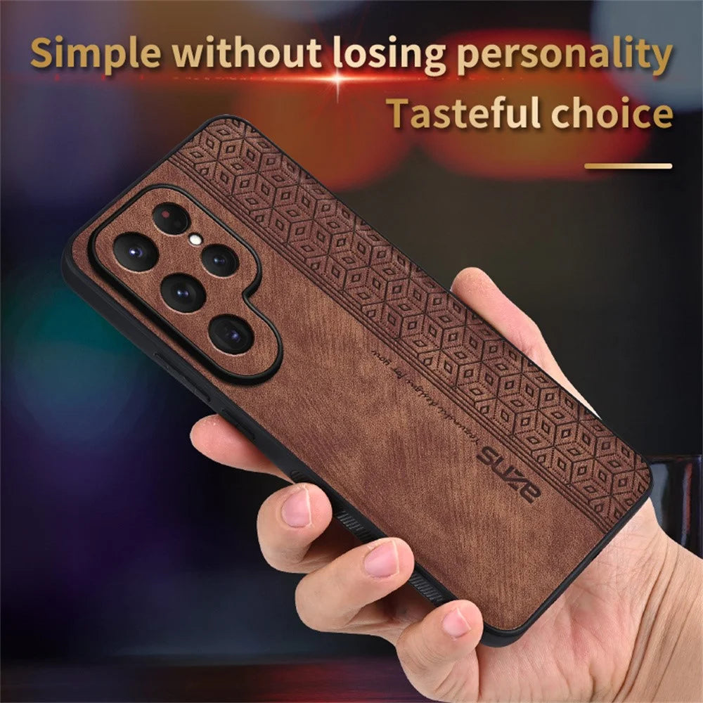 AZNS For Samsung Galaxy S25 Ultra Case Protective PU Leather Covered TPU Phone Shell - Brown - 3