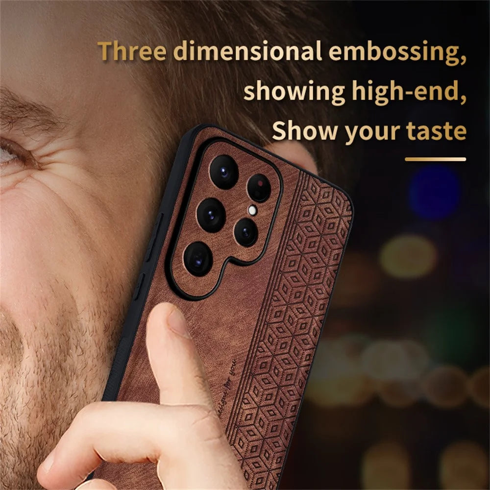 AZNS For Samsung Galaxy S25 Ultra Case Protective PU Leather Covered TPU Phone Shell - Brown - 4