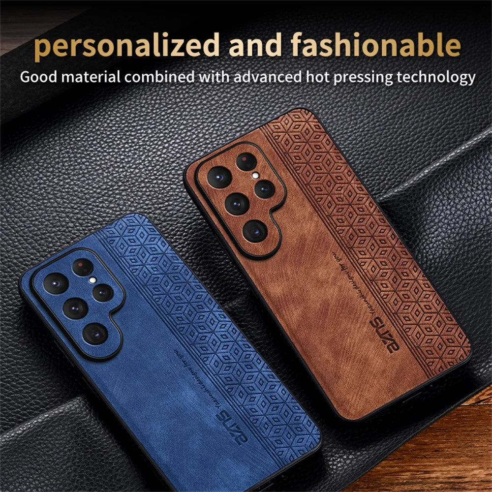 AZNS For Samsung Galaxy S25 Ultra Case Protective PU Leather Covered TPU Phone Shell - Brown - 5