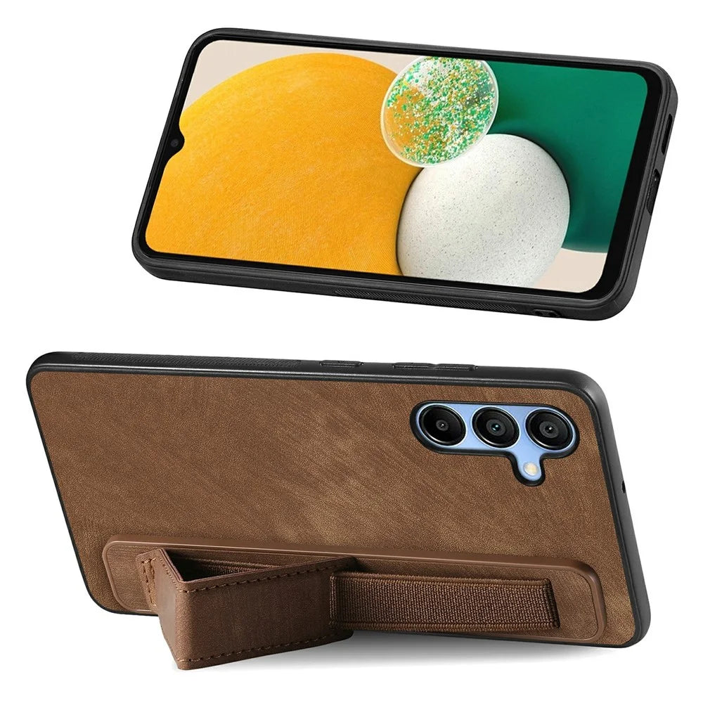 For Samsung Galaxy A16 4G / 5G Case Wristband Leather + TPU Phone Cover - Brown - 2