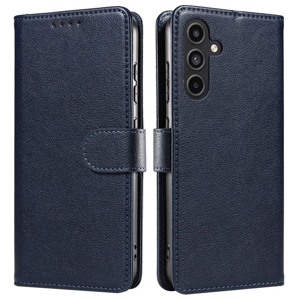 For Samsung Galaxy A16 4G  /  A16 5G Leather Case Litchi Texture RFID Blocking Wallet Stand Phone Cover - Blue - 1