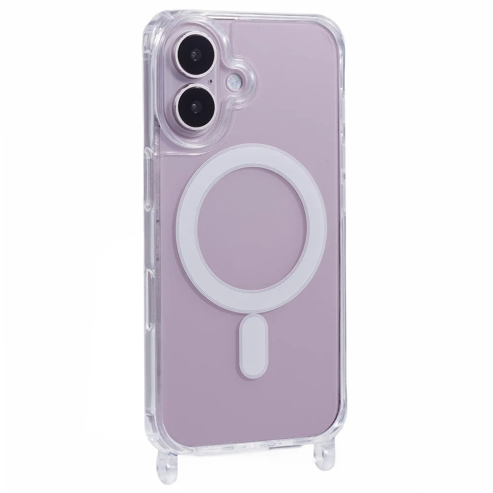 For iPhone 16 Case Compatible with MagSafe TPU+PC 1.5mm Clear Phone Cover with Lanyard Holes - 1