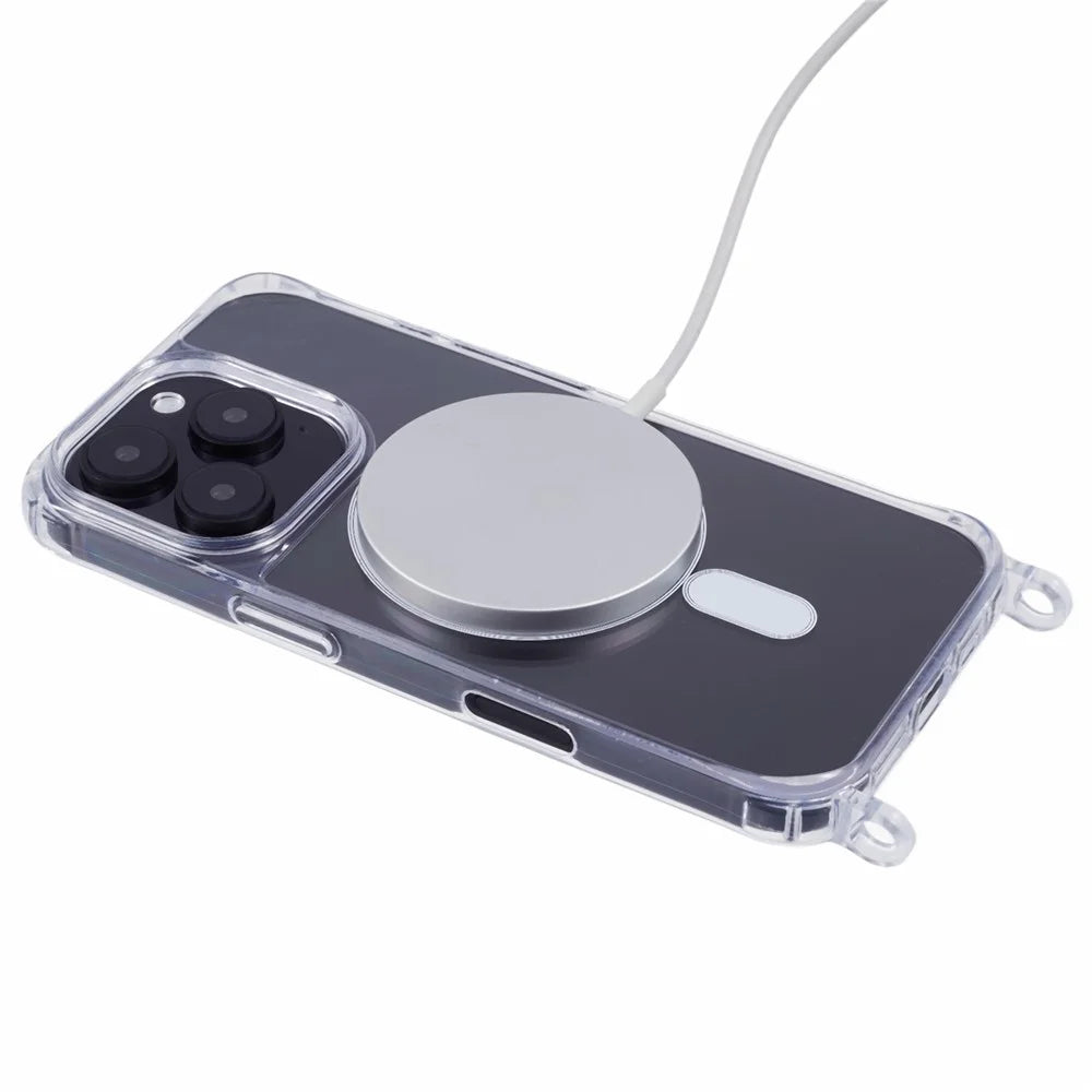 For iPhone 16 Pro Max Case Compatible with MagSafe TPU+PC 1.5mm Clear Phone Cover with Lanyard Holes - 4