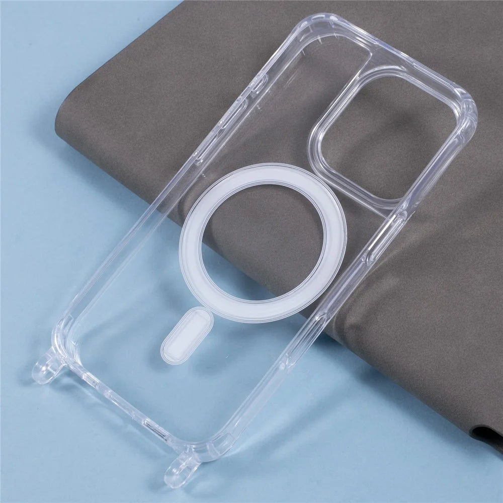 For iPhone 16 Pro Max Case Compatible with MagSafe TPU+PC 1.5mm Clear Phone Cover with Lanyard Holes - 6