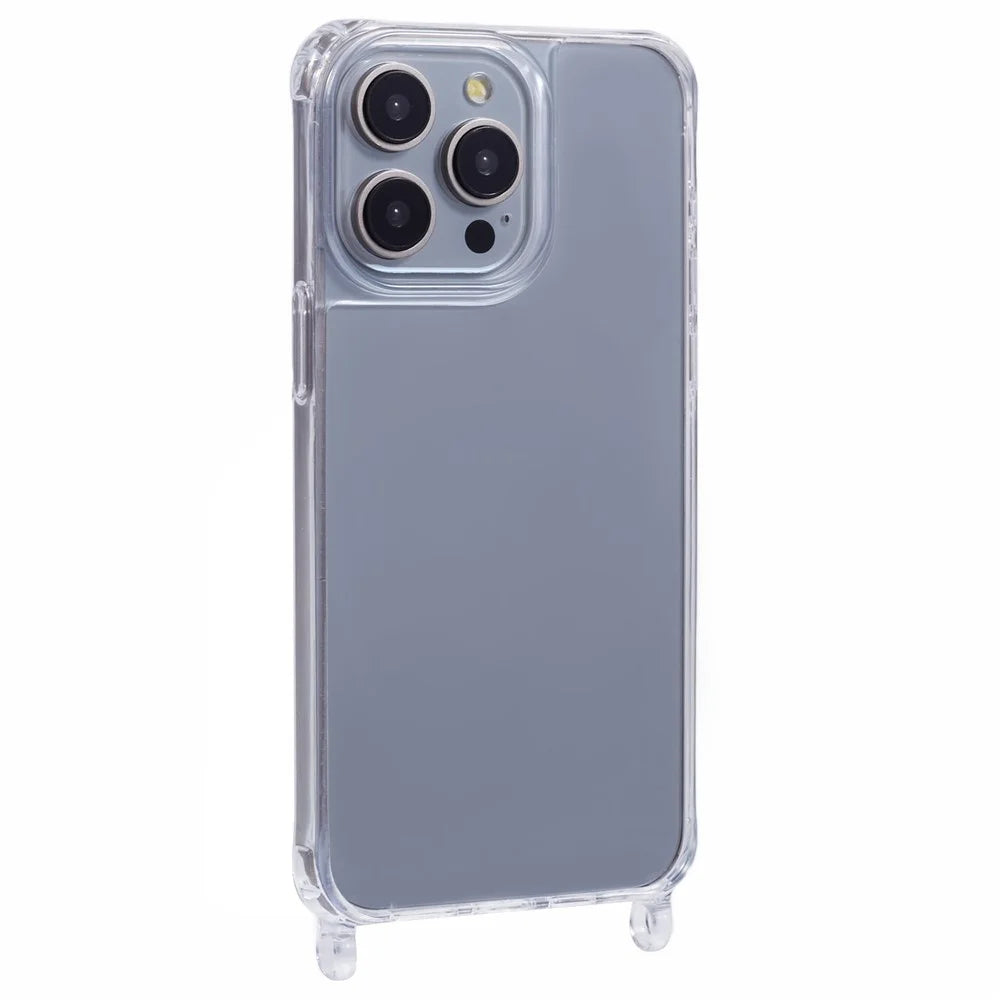For iPhone 15 Pro Case PC+TPU 1.5mm Clear Phone Cover with Lanyard Holes - 1