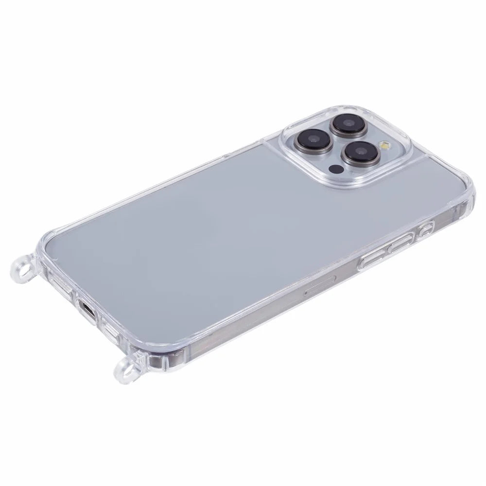 For iPhone 15 Pro Case PC+TPU 1.5mm Clear Phone Cover with Lanyard Holes - 4