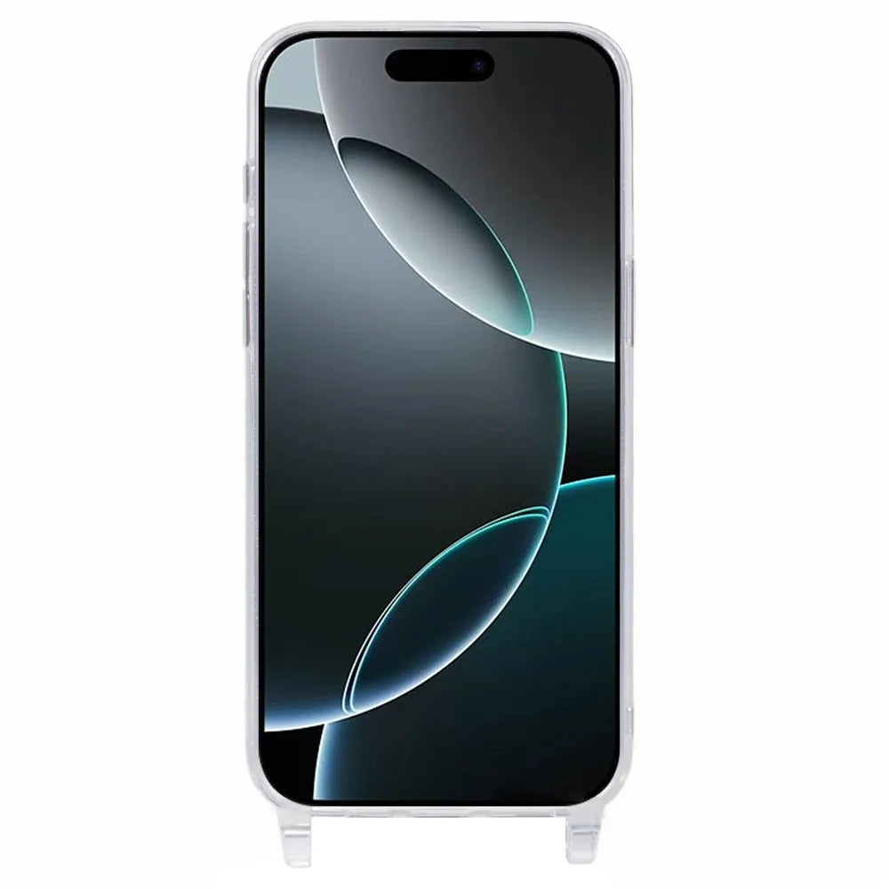For iPhone 16 Pro Max Case TPU 1.8mm Clear Phone Cover with Lanyard Holes - 2