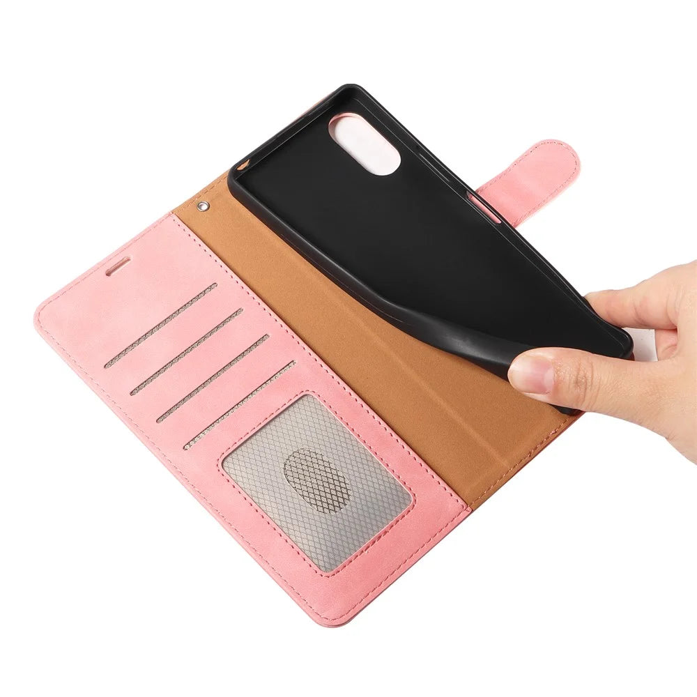 For Sony Xperia 10 VI Case with Thickened Strap RFID Blocking Wallet Stand Leather Flip Phone Cover - Pink - 5