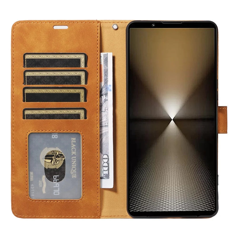 For Sony Xperia 1 VI Case with Thickened Strap RFID Blocking Wallet Stand Leather Flip Phone Cover - Brown - 2