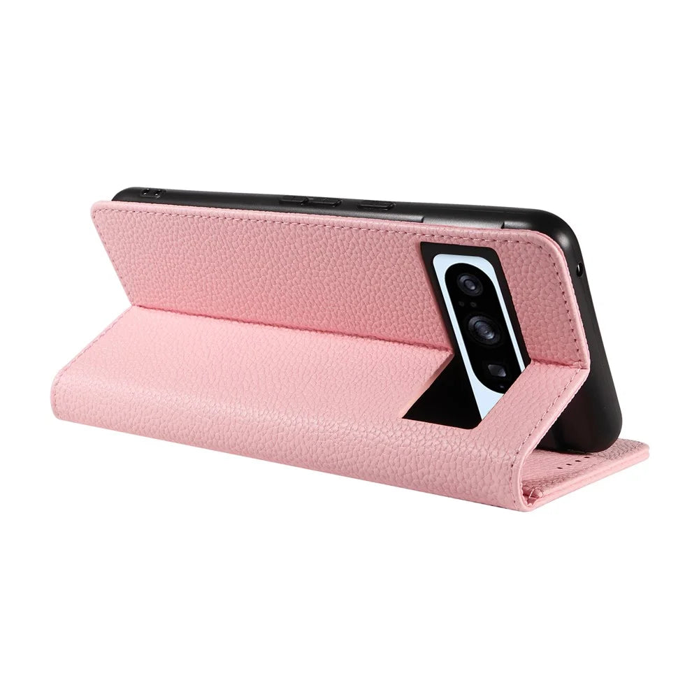 For Google Pixel 8 Pro Case RFID Blocking Strong Magnetic Leather Wallet Phone Cover - Pink - 4