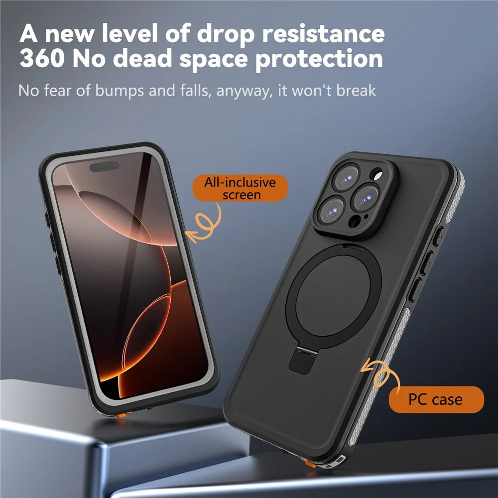 REDPEPPER IP68 Waterproof Case For iPhone 16 Pro Max Phone Back Cover Kickstand Compatible with MagSafe - 3