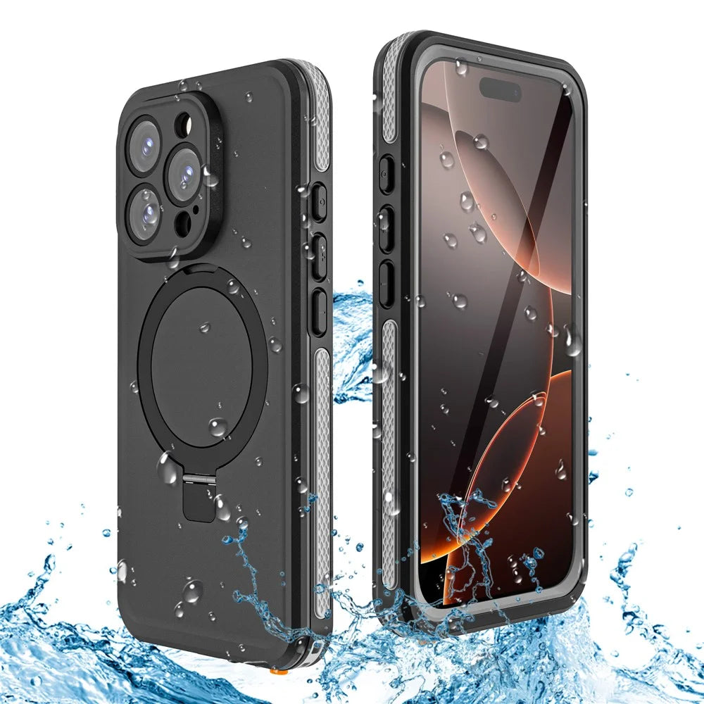 REDPEPPER IP68 Waterproof Case For iPhone 16 Pro Max Phone Back Cover Kickstand Compatible with MagSafe - 7