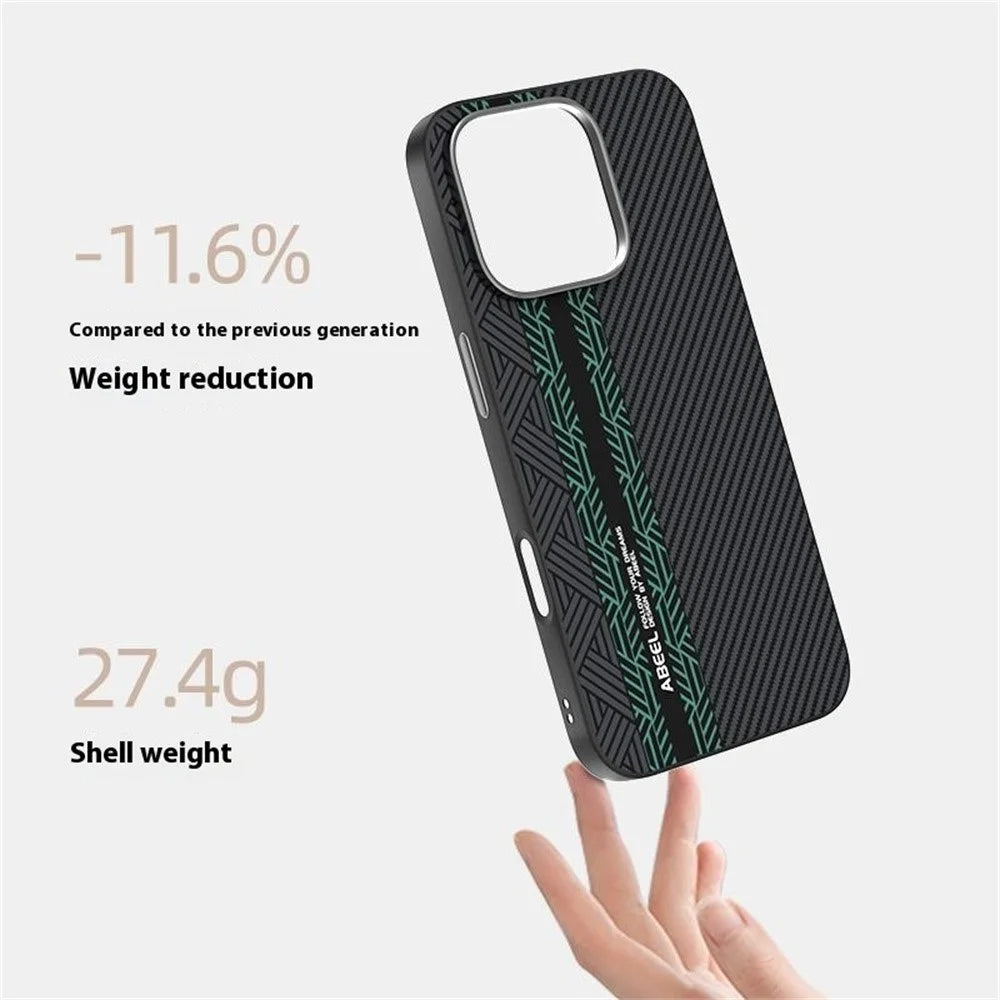 ABEEL For iPhone 16 Pro Max Case PC + TPU + Aluminum Alloy + PU Leather Slim Phone Back Cover Compatible with MagSafe - Texture 2 - 4