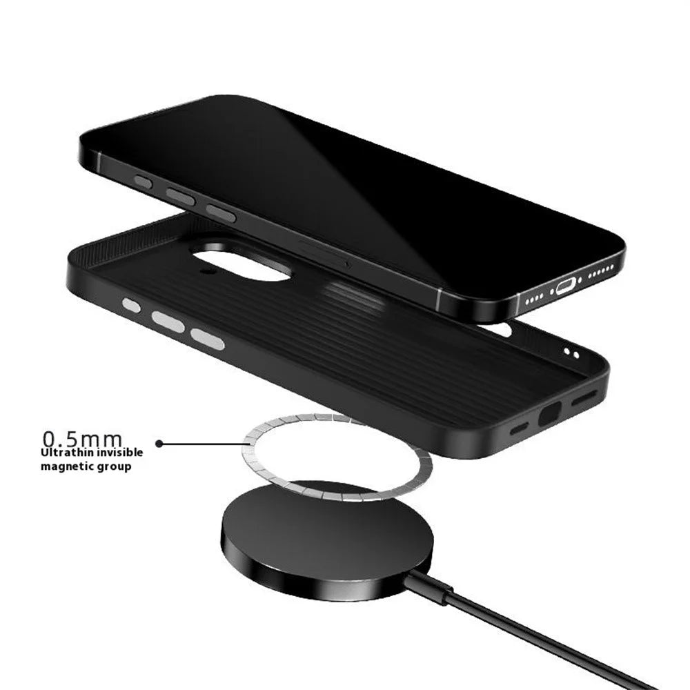ABEEL For iPhone 16 Plus Case PC + TPU + Aluminum Alloy + PU Leather Slim Phone Back Cover Compatible with MagSafe - Texture 3 - 3