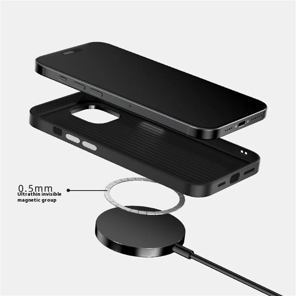 ABEEL For iPhone 14 Case PC + TPU + Aluminum Alloy + PU Leather Slim Phone Back Cover Compatible with MagSafe - Texture 3 - 3
