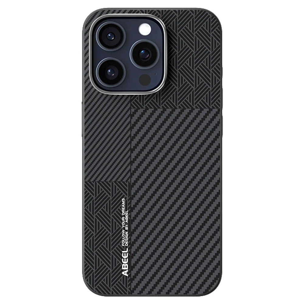 ABEEL For iPhone 13 Pro Max Case PC + TPU + Aluminum Alloy + PU Leather Slim Phone Back Cover Compatible with MagSafe - Texture 3 - 1