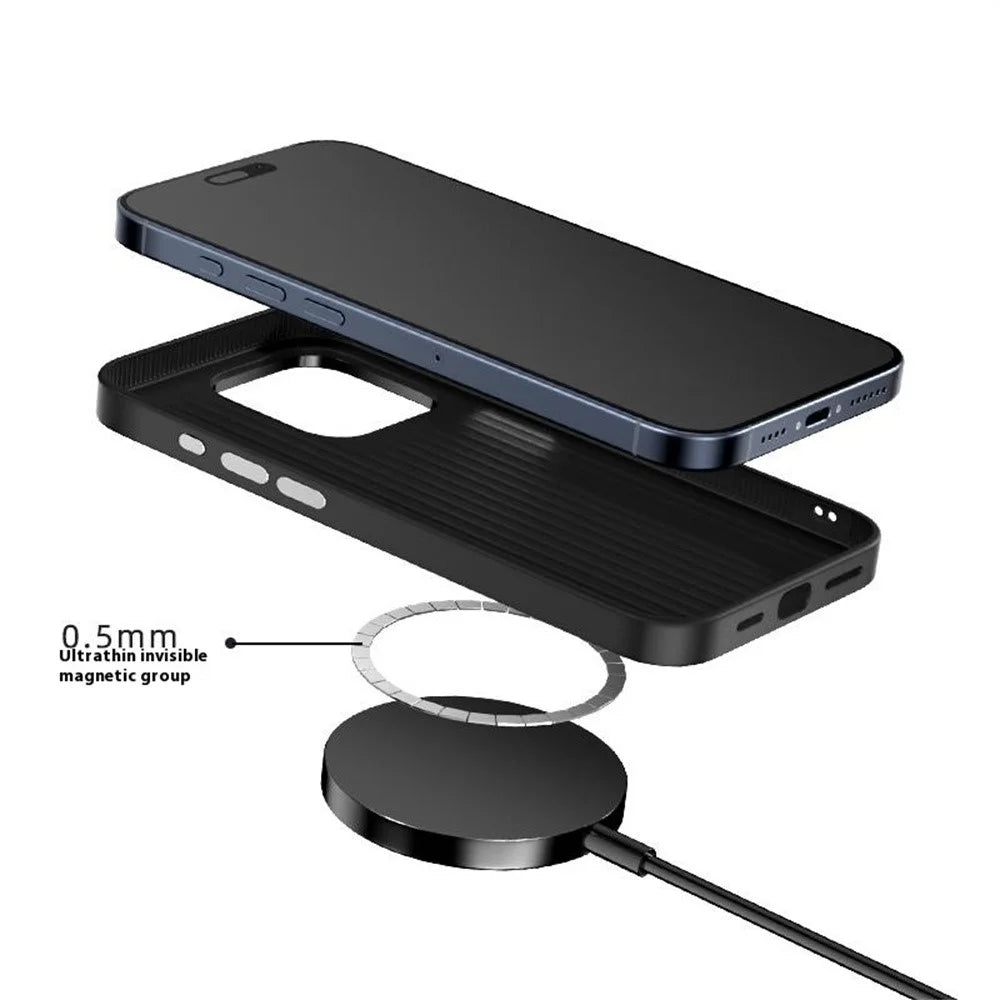 ABEEL For iPhone 13 Pro Max Case PC + TPU + Aluminum Alloy + PU Leather Slim Phone Back Cover Compatible with MagSafe - Texture 3 - 3