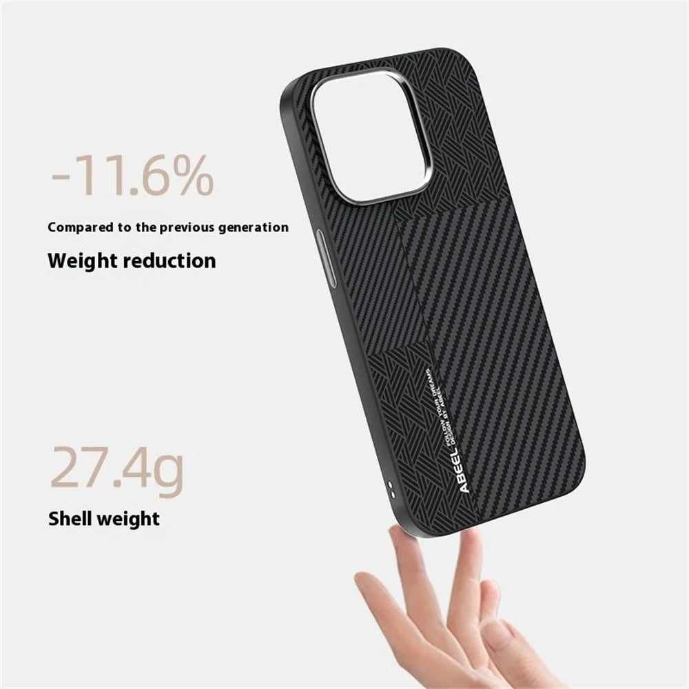 ABEEL For iPhone 13 Pro Max Case PC + TPU + Aluminum Alloy + PU Leather Slim Phone Back Cover Compatible with MagSafe - Texture 3 - 4