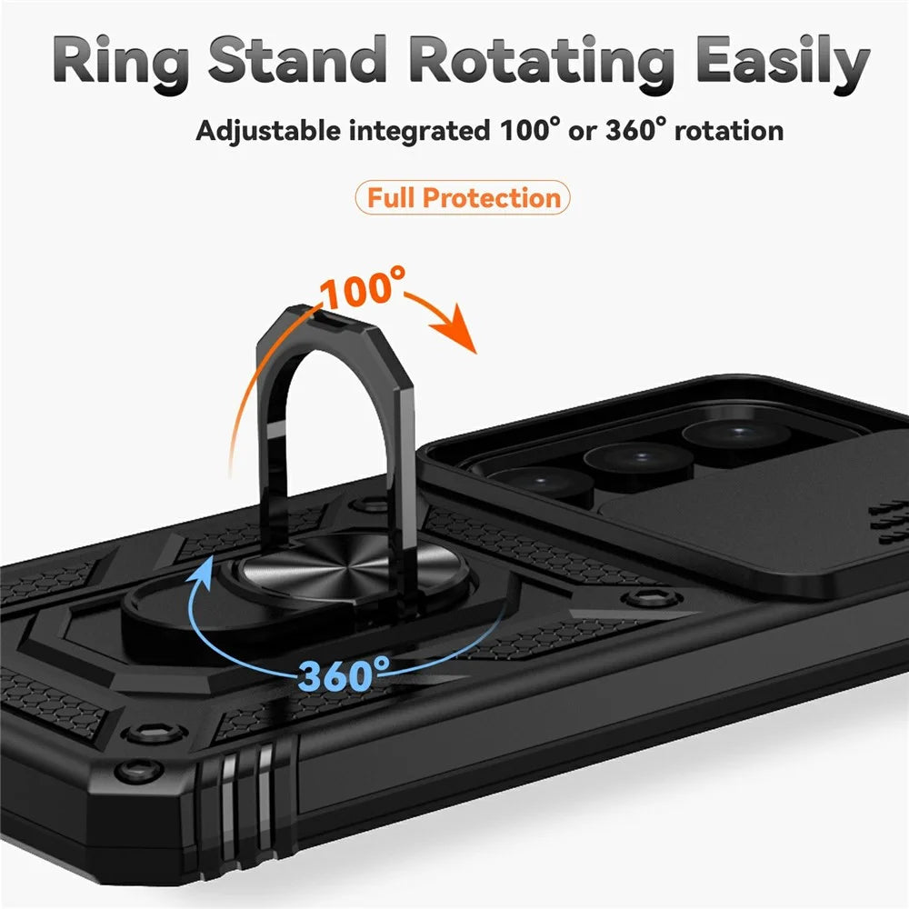 For Samsung Galaxy S25+ Case PC + TPU Phone Cover Lens Ultimate Protection Kickstand - Black - 6