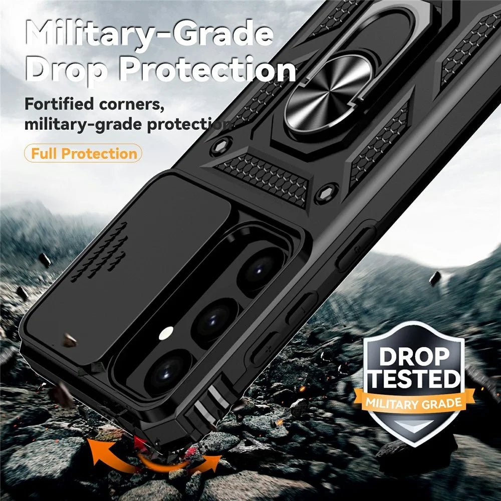 For Samsung Galaxy S25+ Case PC + TPU Phone Cover Lens Ultimate Protection Kickstand - Black - 7