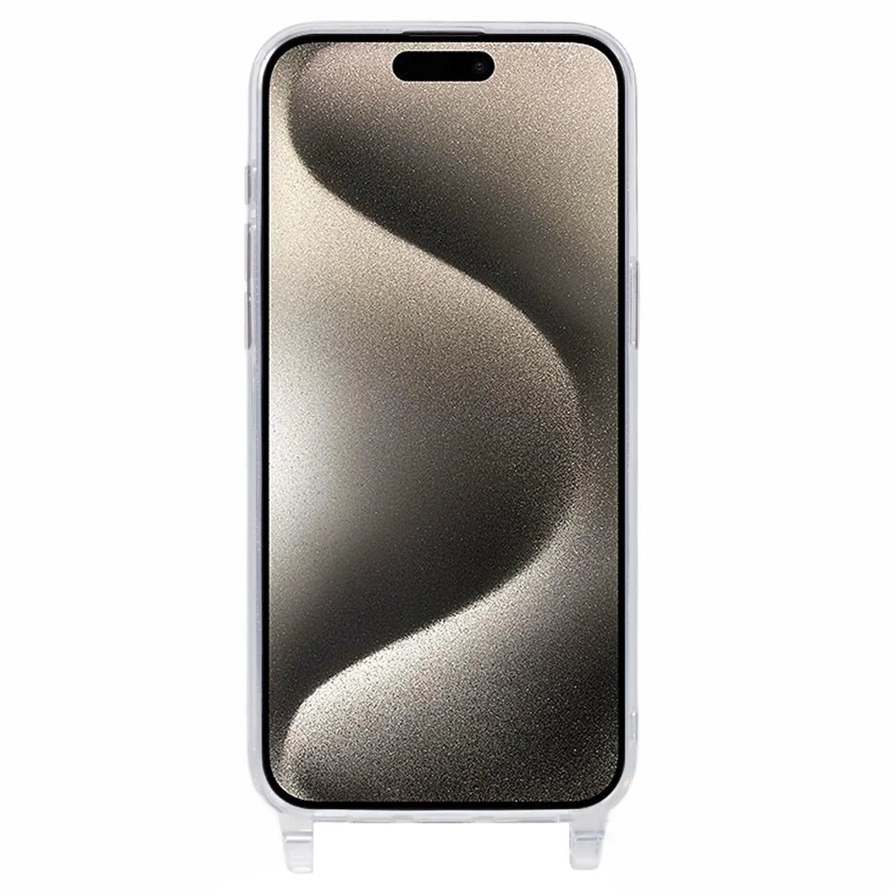 For iPhone 15 Pro Case TPU 1.8mm Clear Phone Cover with Lanyard Holes - 2