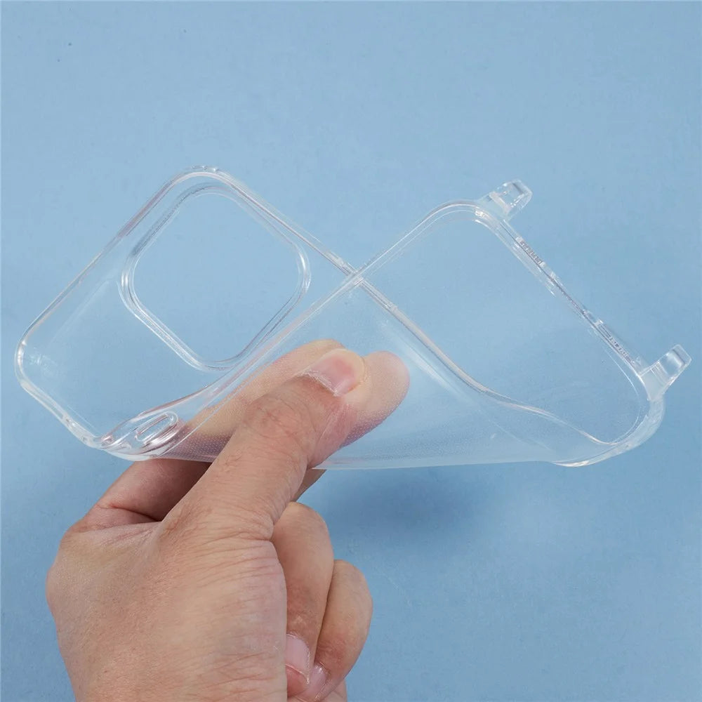 For iPhone 15 Pro Case TPU 1.8mm Clear Phone Cover with Lanyard Holes - 7