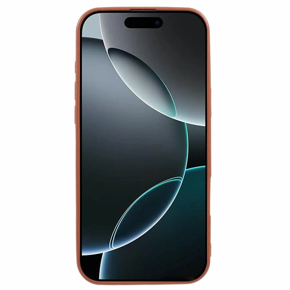 For iPhone 16 Pro Max Case Electroplating Lens Frame Textured TPU Shockproof Phone Cover - Brown - 2