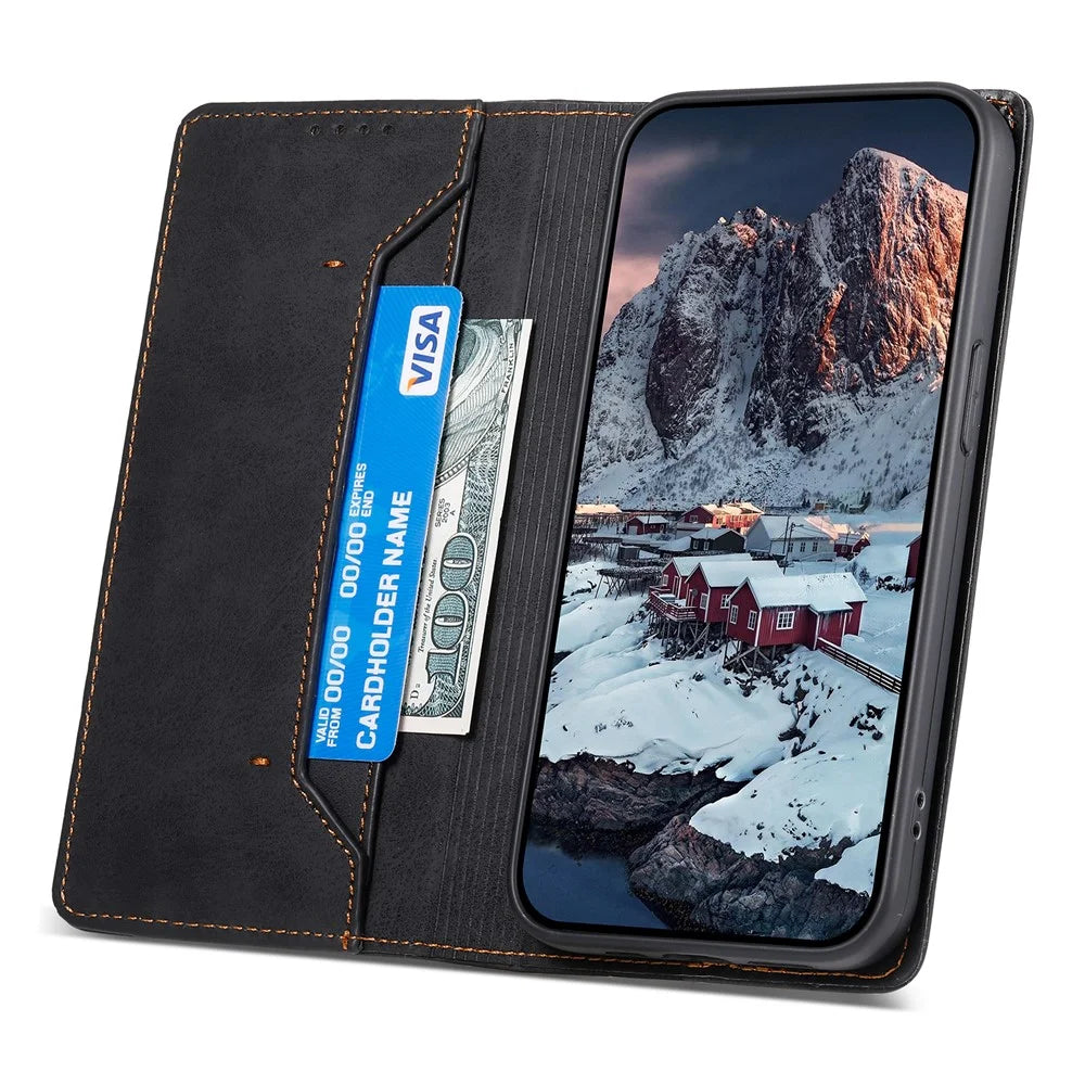 DF-05 For Samsung Galaxy S25+ Wallet Case RFID Blocking PU Leather Phone Cover - Black - 3