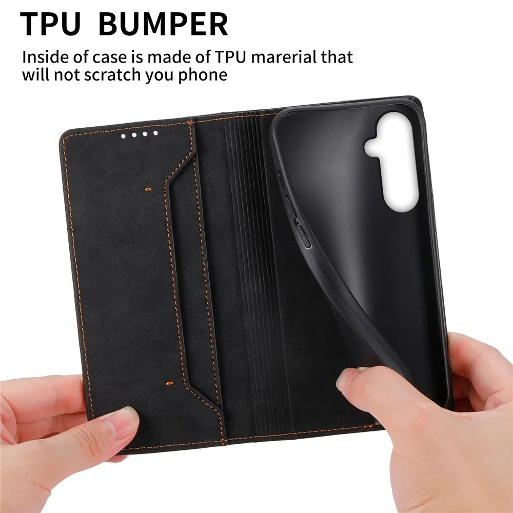 DF-05 For Samsung Galaxy S25+ Wallet Case RFID Blocking PU Leather Phone Cover - Black - 6