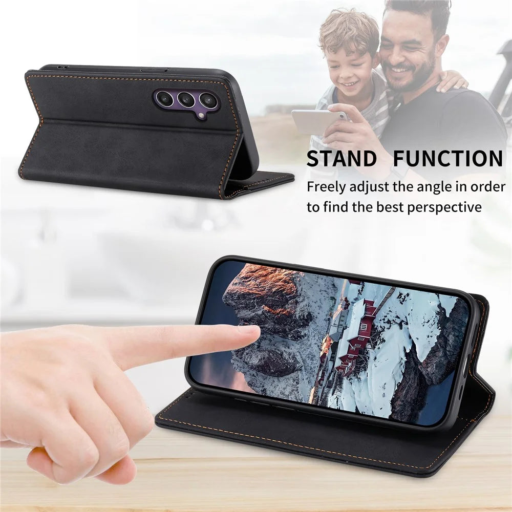 DF-05 For Samsung Galaxy S25+ Wallet Case RFID Blocking PU Leather Phone Cover - Black - 7