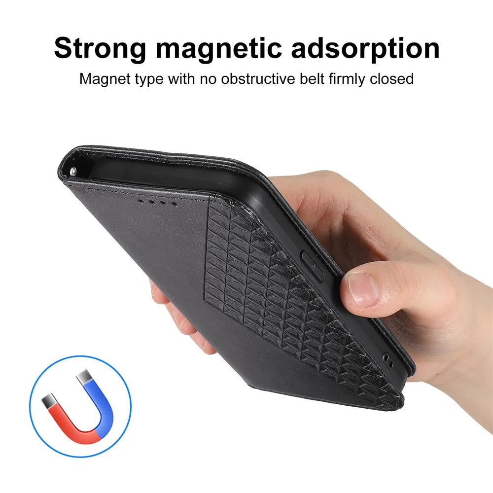 For Samsung Galaxy S25 Case Calf Texture PU Leather Phone Cover with Wallet - Black - 4