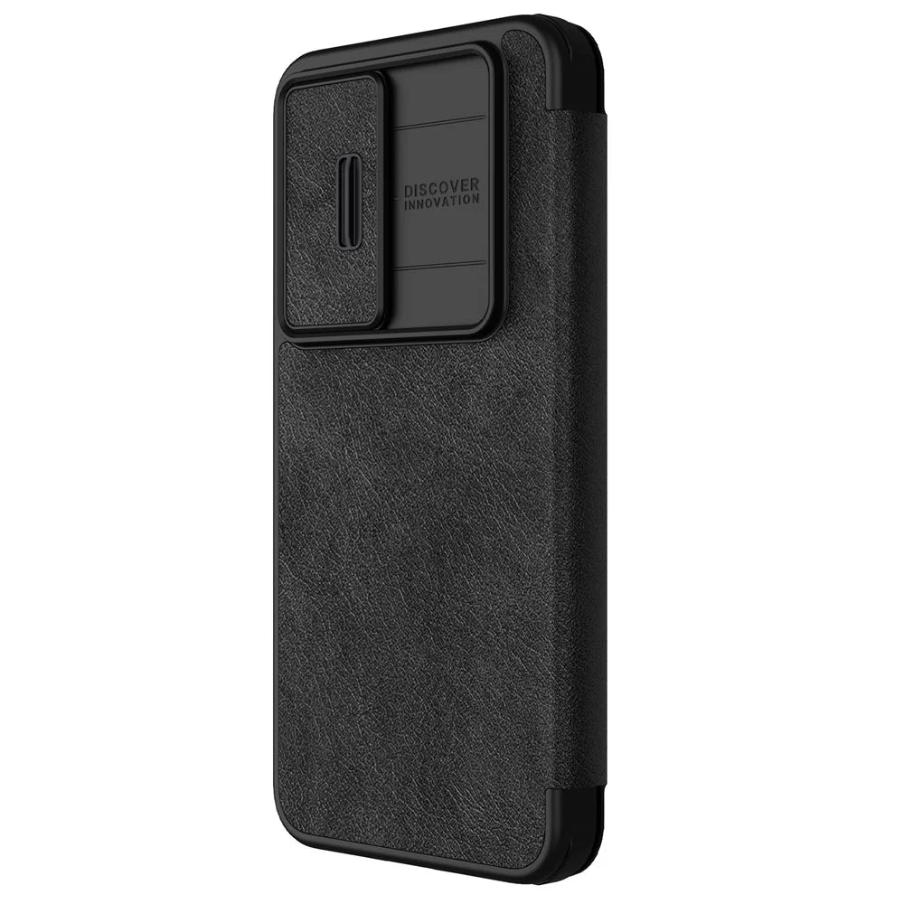 NILLKIN Qin Pro Series for Samsung Galaxy S24 FE Case with Card Slots Leather Phone Cover - Black - 2