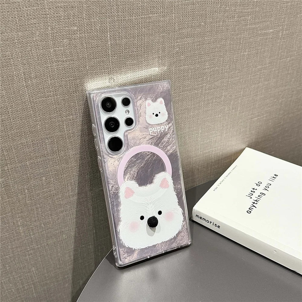 For Samsung Galaxy S24 Ultra Magnetic Phone Case Cartoon Animal TPU+PC Back Cover - Pink - 2