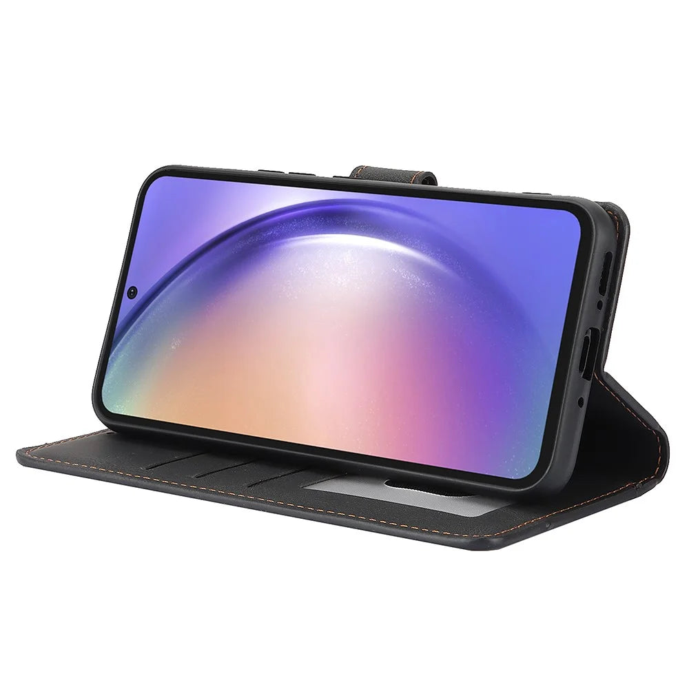 For Samsung Galaxy A36 5G Case PU Leather Phone Cover with Wallet Stand View - Black - 4