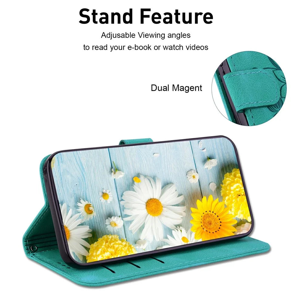 For Infinix Note 40 5G Case Lily Flower Imprint Leather Phone Cover with Stand - Green - 2