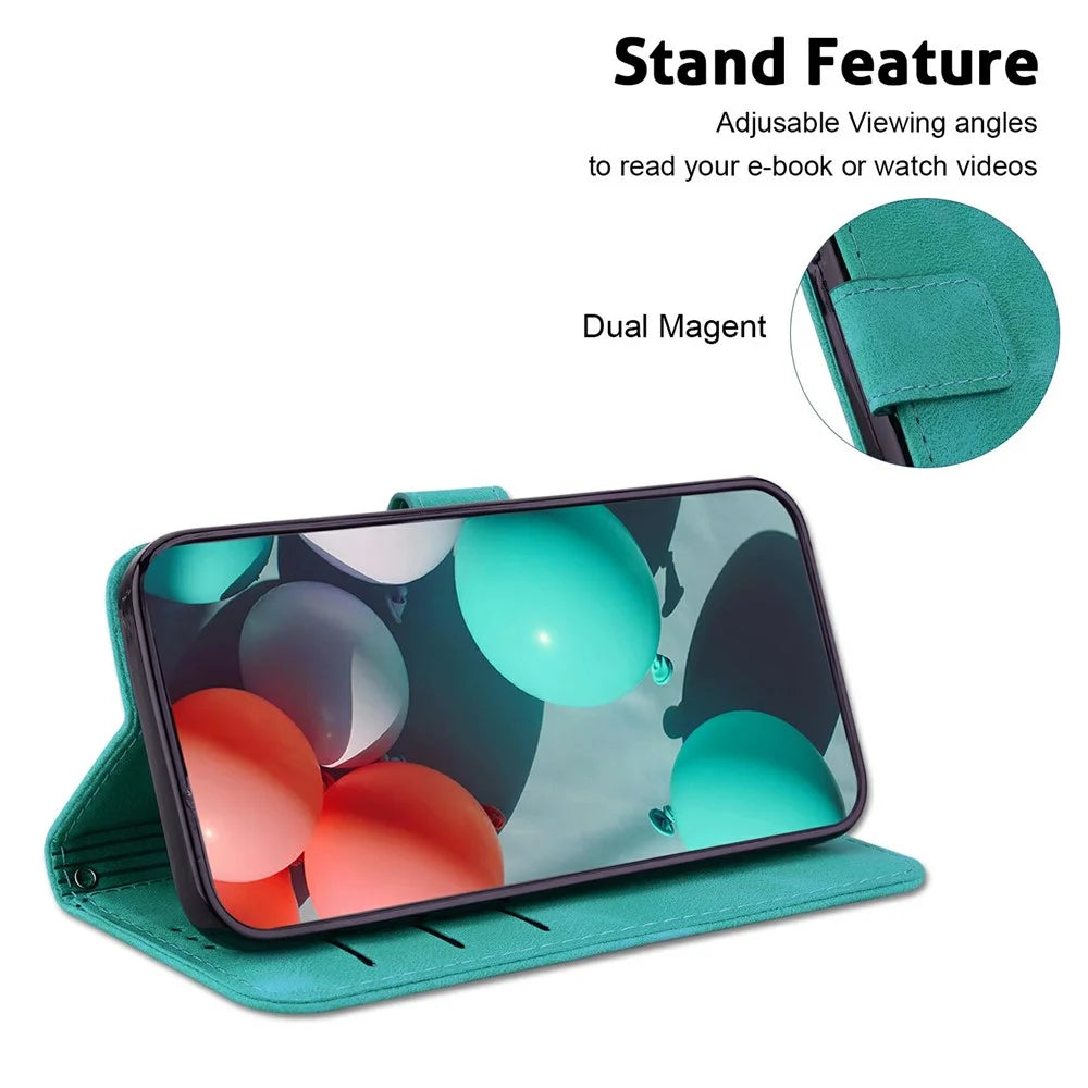 For Infinix Note 40 5G Stand Case 7-Shaped Pattern Imprint Leather Phone Cover - Green - 2