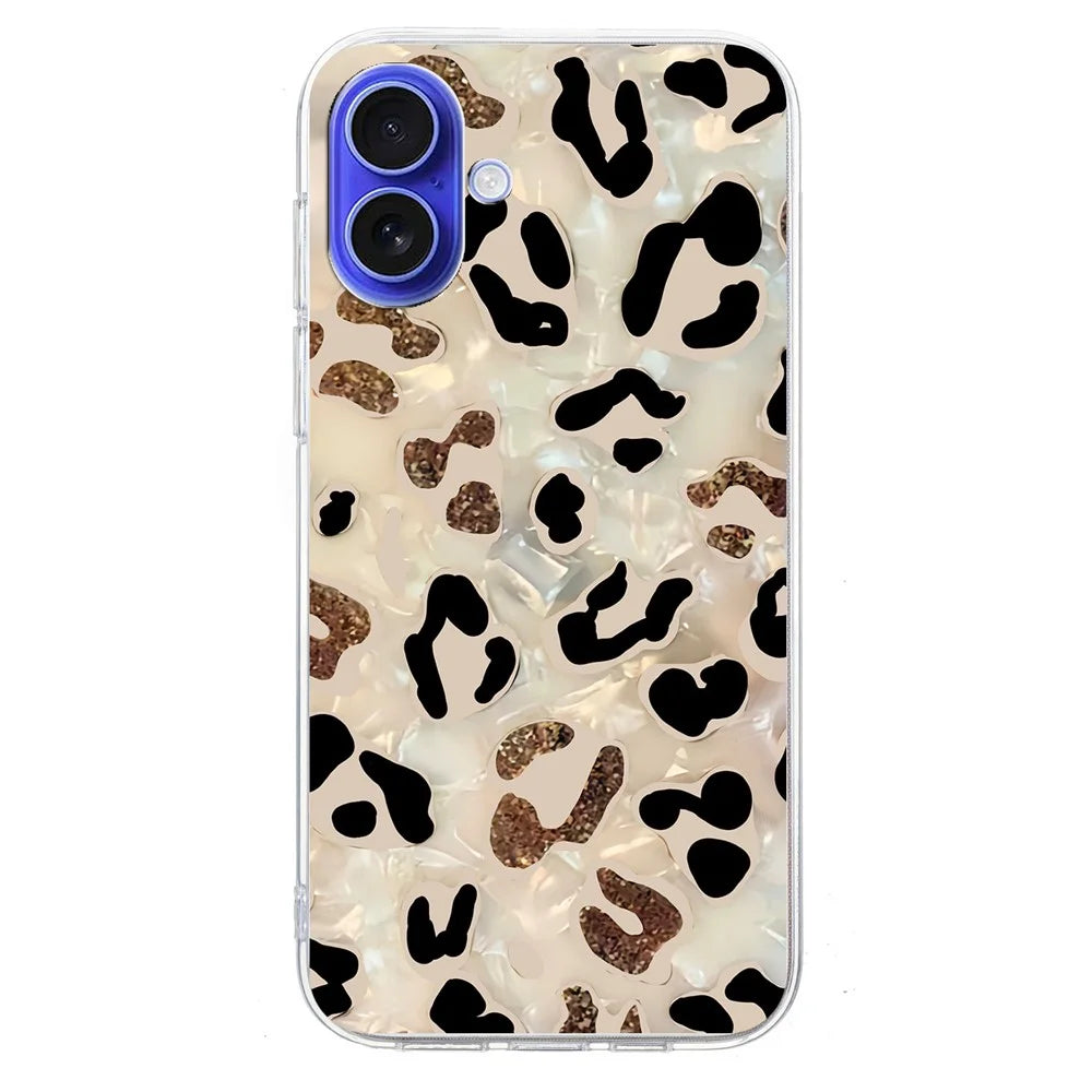 For iPhone 16 Case Pattern Printing Shockproof Soft TPU Phone Cover - Leopard Print - 2