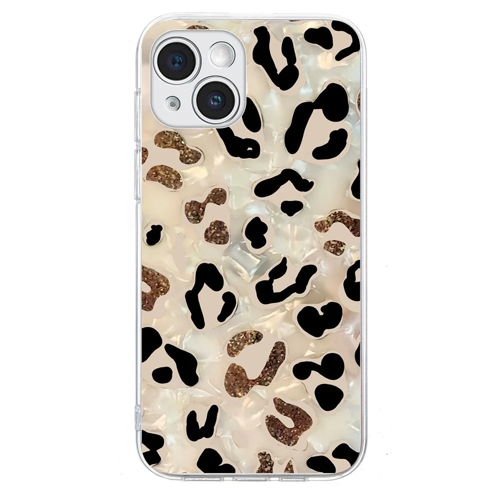 For iPhone 15 Case Pattern Printing Shockproof Soft TPU Phone Cover - Leopard Print - 2