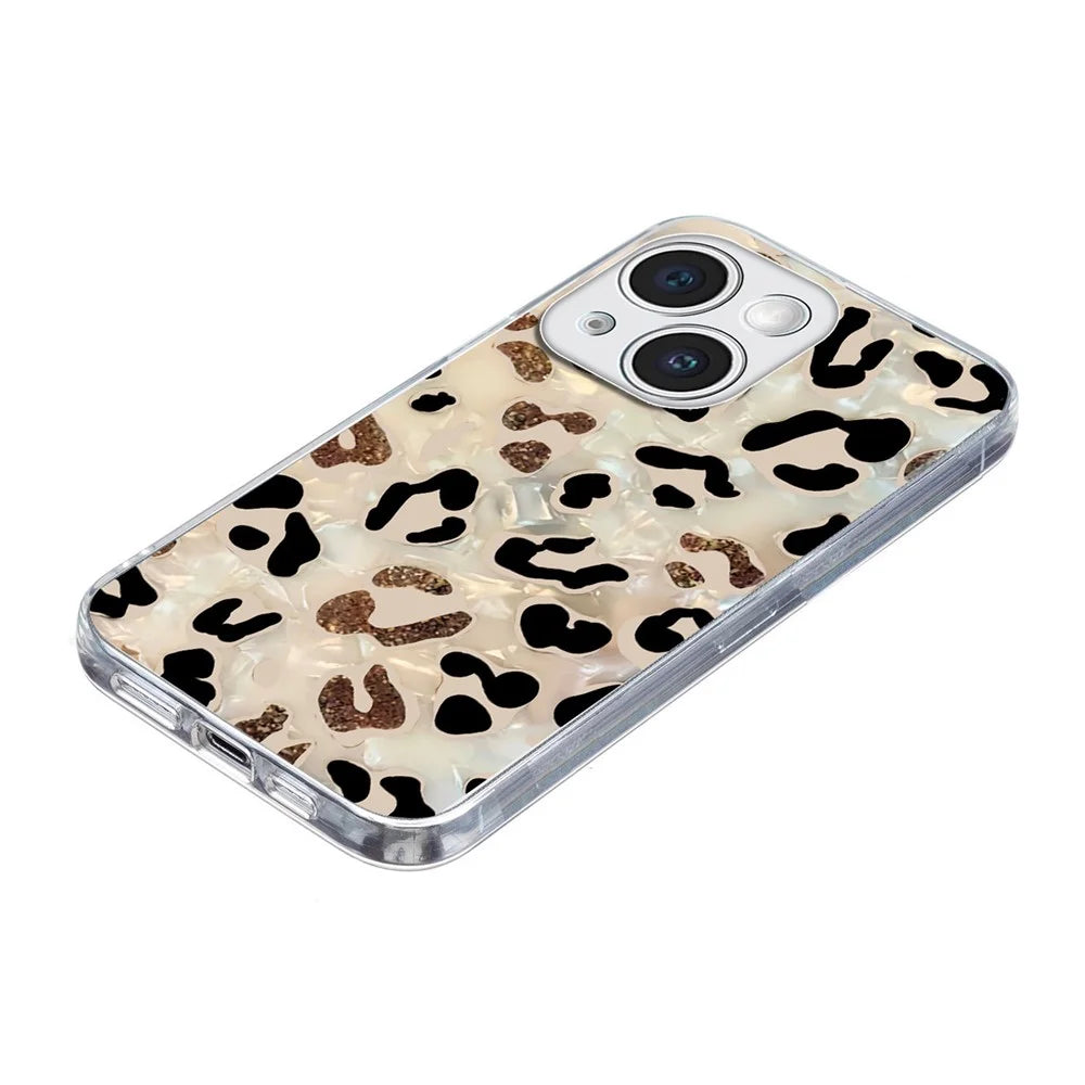 For iPhone 15 Case Pattern Printing Shockproof Soft TPU Phone Cover - Leopard Print - 5