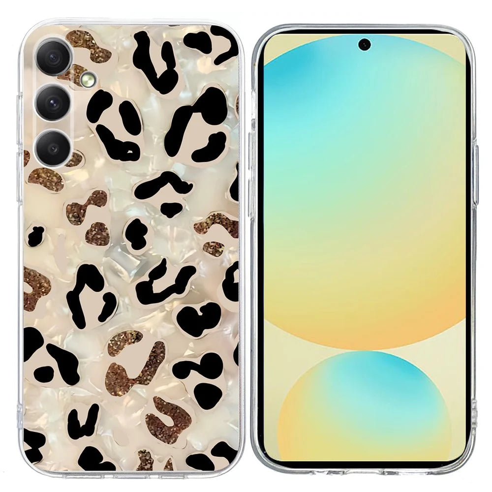 For Samsung Galaxy S24 FE Case Pattern Printing Shockproof Soft TPU Phone Cover - Leopard Print - 1