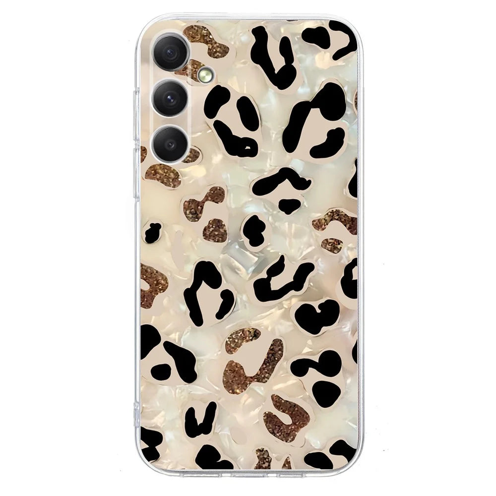 For Samsung Galaxy A54 5G Case Pattern Printing Shockproof Soft TPU Phone Cover - Leopard Print - 1